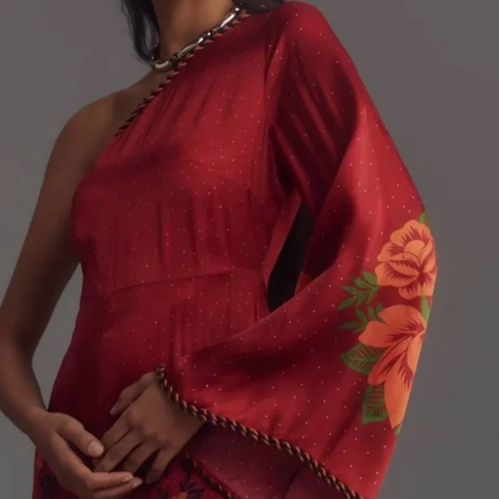 Farm Rio x Anthropologie Red Floral One-Shoulder Jumpsuit - Picture 2 of 8